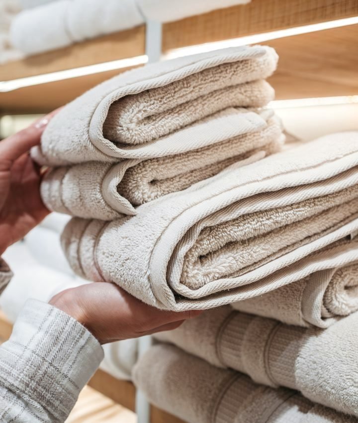 Soft towels, folded with care
